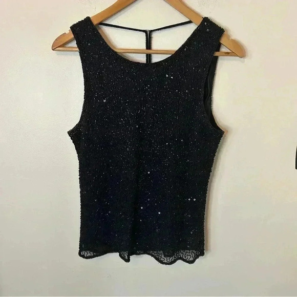 Vintage Beaded Sequin Pants and Tank Set Brilliante and Scala Size M - Picture 2 of 16